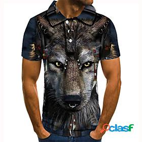 Men's Golf Shirt Tennis Shirt Graphic Prints Wolf Animal 3D