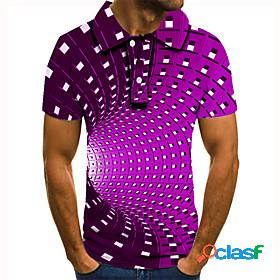 Mens Golf Shirt Tennis Shirt Optical Illusion Geometry 3D
