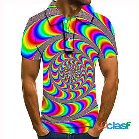 Mens Golf Shirt Tennis Shirt Rainbow Optical Illusion
