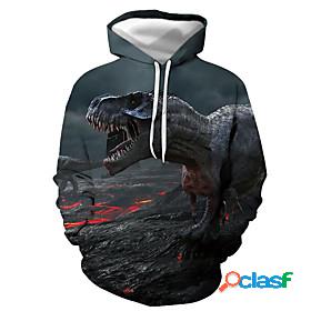 Mens Graphic Dinosaur Pullover Hoodie Sweatshirt Hooded