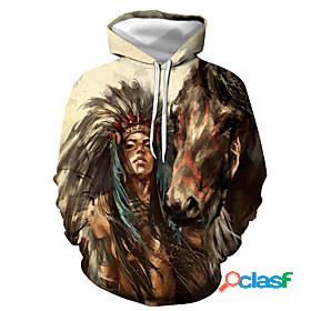 Men's Graphic Horse Pullover Hoodie Sweatshirt Print 3D