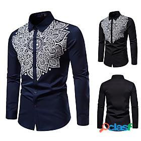 Mens Henley Shirt Graphic Other Prints Button-Down Print