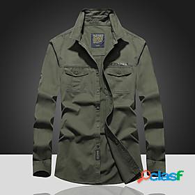 Mens Henley Shirt Pocket Casual Long Sleeve Regular Fit Tops