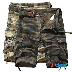 Mens Hiking Shorts Hiking Cargo Shorts Military Plaid Summer