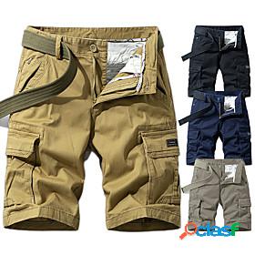 Mens Hiking Shorts Hiking Cargo Shorts Military Solid Color