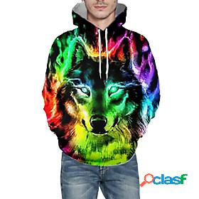 Mens Pullover Hoodie Sweatshirt Graphic Animal Hooded Daily