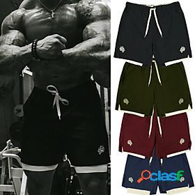 Mens Running Shorts Bottoms 2 in 1 Liner Drawstring Nylon
