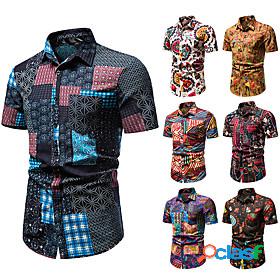 Mens Shirt Abstract Other Prints Collar Button Down Collar