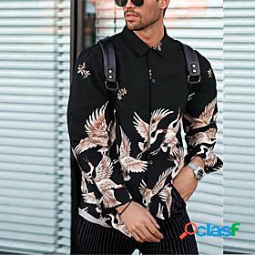 Men's Shirt Bird Turndown Casual Daily Long Sleeve