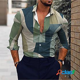 Men's Shirt Geometry Collar Street Casual Long Sleeve