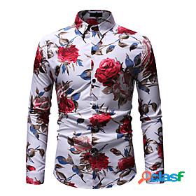 Mens Shirt Graphic Classic Collar Going out Club Long Sleeve