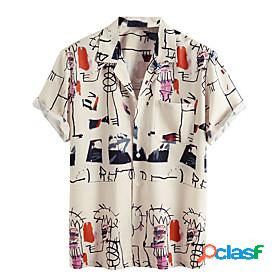 Mens Shirt Graphic Collar Button Down Collar Daily Weekend