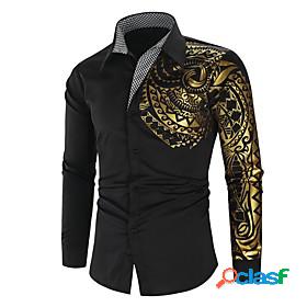 Mens Shirt Graphic Collar Normal Party Party / Evening Long