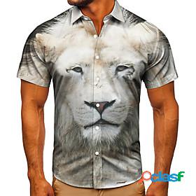 Mens Shirt Graphic Prints Lion 3D Print Turndown Street