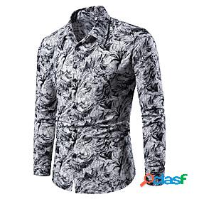 Men's Shirt Leaves Other Prints Button Down Collar Daily
