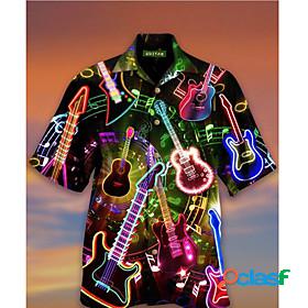 Mens Shirt Musical Instrument 3D Print Turndown Holiday