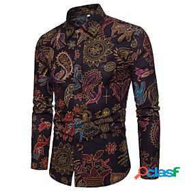 Men's Shirt Paisley Tribal Standing Collar Going out Club