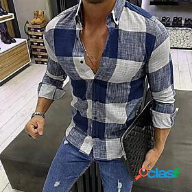 Mens Shirt Plaid Collar Daily Long Sleeve Tops Comfortable