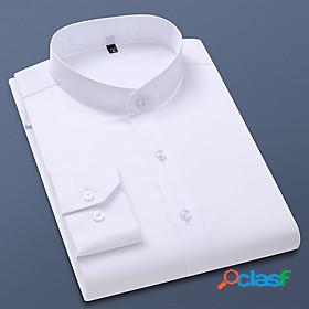 Mens Shirt Plain Solid Color non-printing Button Down Collar