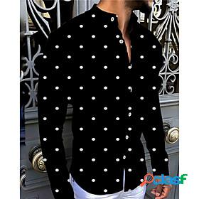 Mens Shirt Polka Dot 3D Print Turndown Street Casual Long