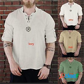 Mens Shirt Solid Color Standing Collar Casual Daily Long
