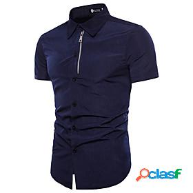 Mens Shirt Solid Color non-printing Button Down Collar