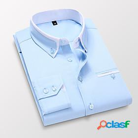 Mens Shirt Solid Color non-printing Collar Button Down