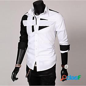 Mens Shirt Solid Colored Color Block Classic Collar Daily