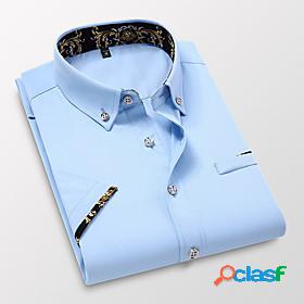 Mens Shirt Solid Colored Solid Color Other Prints Button