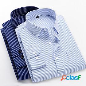 Mens Shirt Striped Collar Turndown Casual Daily Long Sleeve