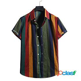Mens Shirt Striped Other Prints Button Down Collar Casual