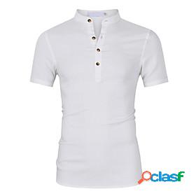 Mens Shirt T-shirt Sleeve Basic Round Neck Thin Summer White