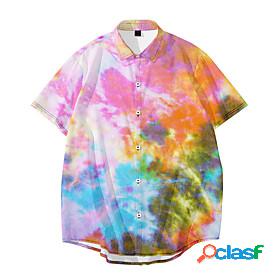 Mens Shirt Tie Dye 3D Print Turndown Daily Holiday Short