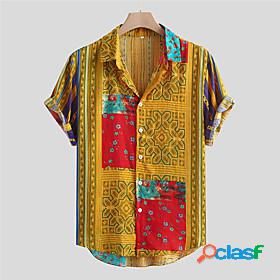 Men's Shirt Tribal Turndown Casual Daily Short Sleeve