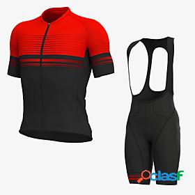 Mens Short Sleeve Cycling Jersey with Bib Shorts Elastane