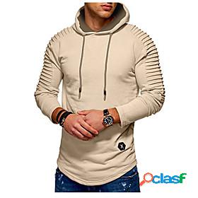 Men's Solid Color Pullover Hoodie Sweatshirt Sports Casual