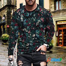 Mens T shirt Floral Graphic 3D Print Crew Neck Casual Daily