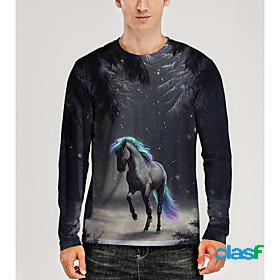 Mens T shirt Graphic 3D Animal 3D Print Round Neck Daily
