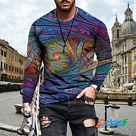 Mens T shirt Graphic Abstract 3D Print Crew Neck Casual