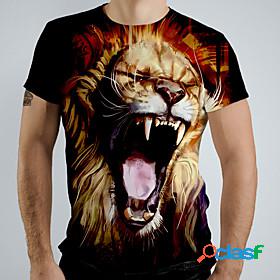 Mens T shirt Graphic Animal Round Neck Daily Going out Short
