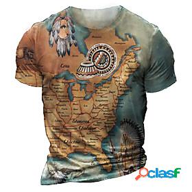 Mens T shirt Graphic Map 3D Print Crew Neck Casual Daily