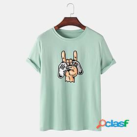 Men's T shirt Graphic Prints Hand Gamepad Hot Stamping Crew
