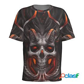 Mens T shirt Graphic Skull 3D Print Round Neck Sports