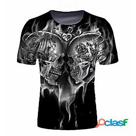 Men's T shirt Graphic Skull Round Neck Daily Going out Short