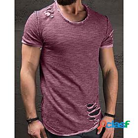 Mens T shirt Graphic Solid Colored Round Neck Daily Short