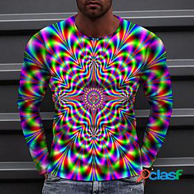Men's T shirt Optical Illusion 3D Print Crew Neck Street