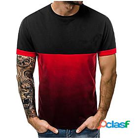 Men's T shirt Patchwork non-printing Round Neck Casual Daily