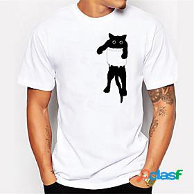 Mens T shirt Shirt Cat Graphic Animal 3D Print Round Neck