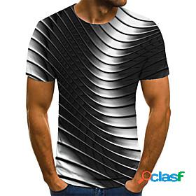Mens T shirt Shirt Geometric 3D Print Round Neck Casual