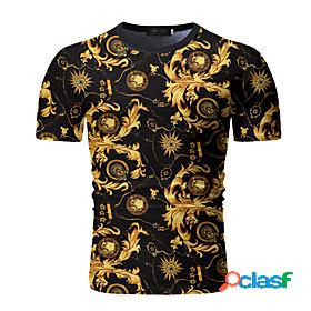 Mens T shirt Shirt Geometric Round Neck Daily Going out